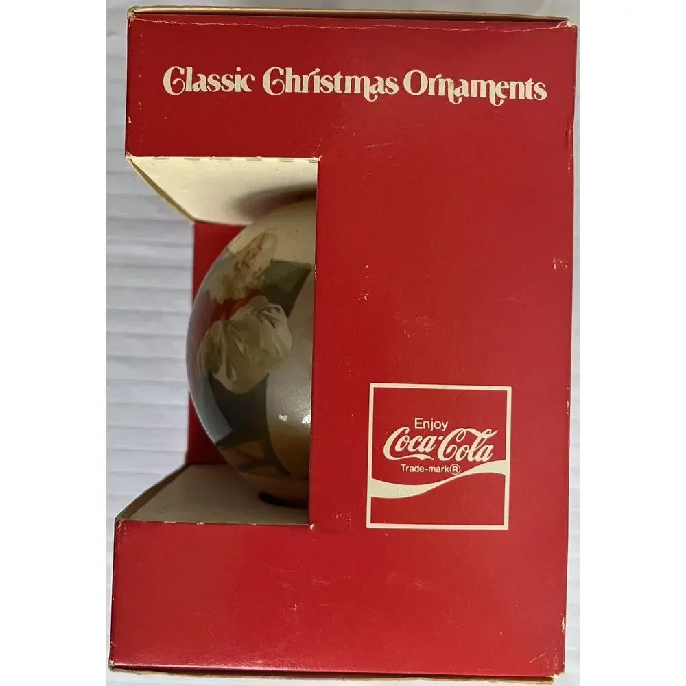 Vintage 1984 Coca Cola Santa Glass Ball Ornament NWT